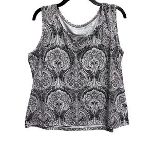 Women’s XL 212 Collection Sleeveless Tank Top Blouse Beige/Black Paisley